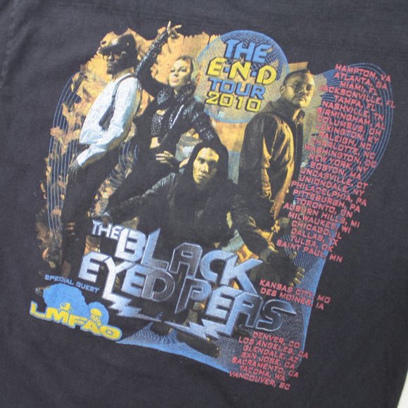 Vintage 2010 Black Eyed Peas The End Tour Band Short Sleeve T Shirt Top sz L - Picture 3 of 4